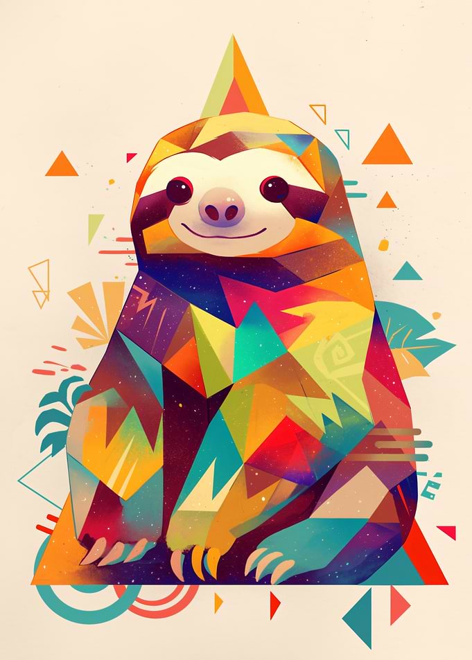 Geometric Sloth Art