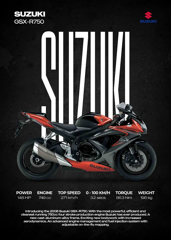 2008 Suzuki GSX-R750 Motorcycle