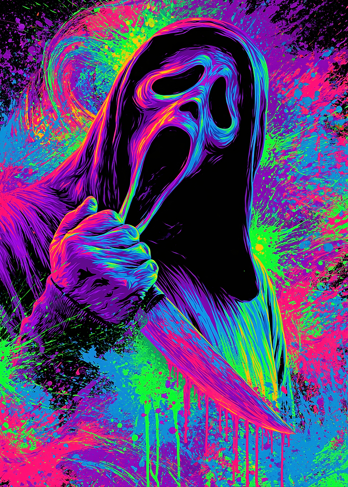 Scream Ghostface Neon Splatter Art