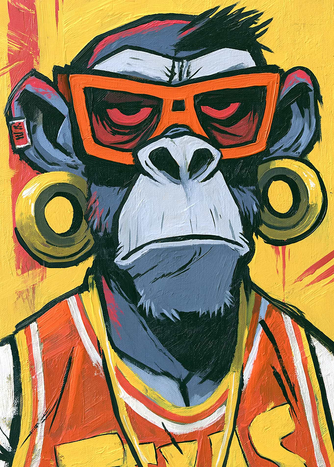 Stylized Monkey with Sunglasses and Jersey
