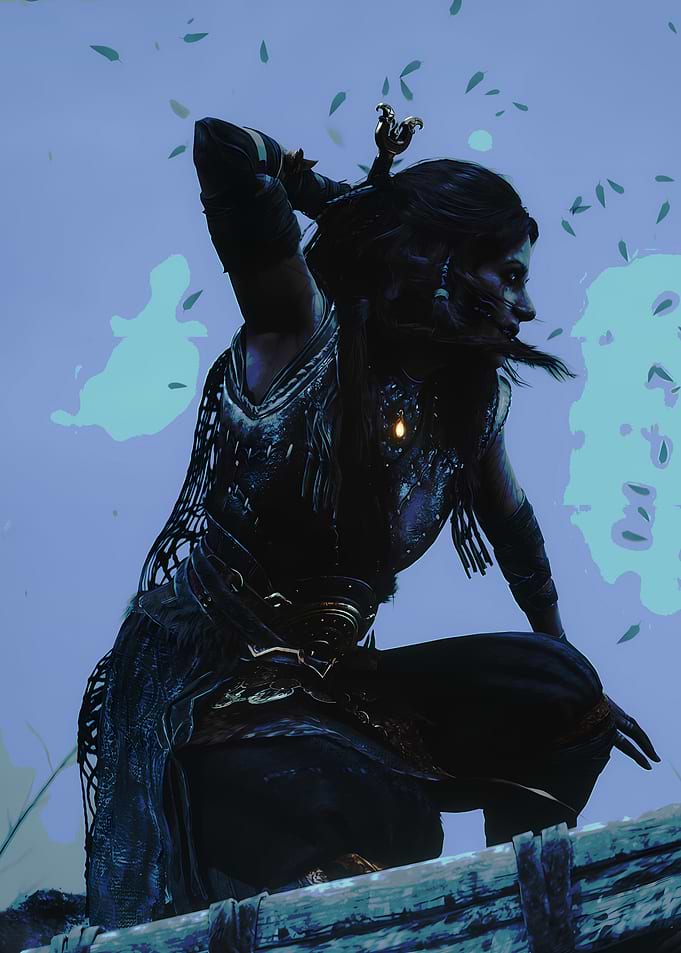 Warrior woman in dark armor