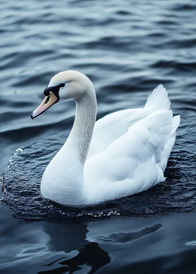 White Swan on Dark Water