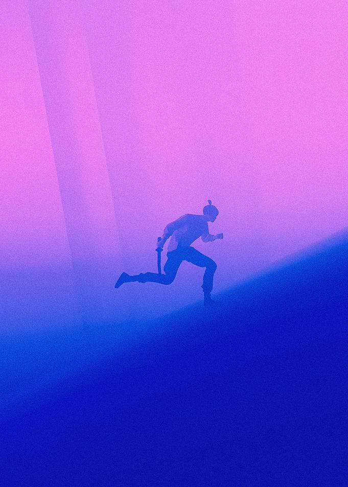 Samurai Running in Fog