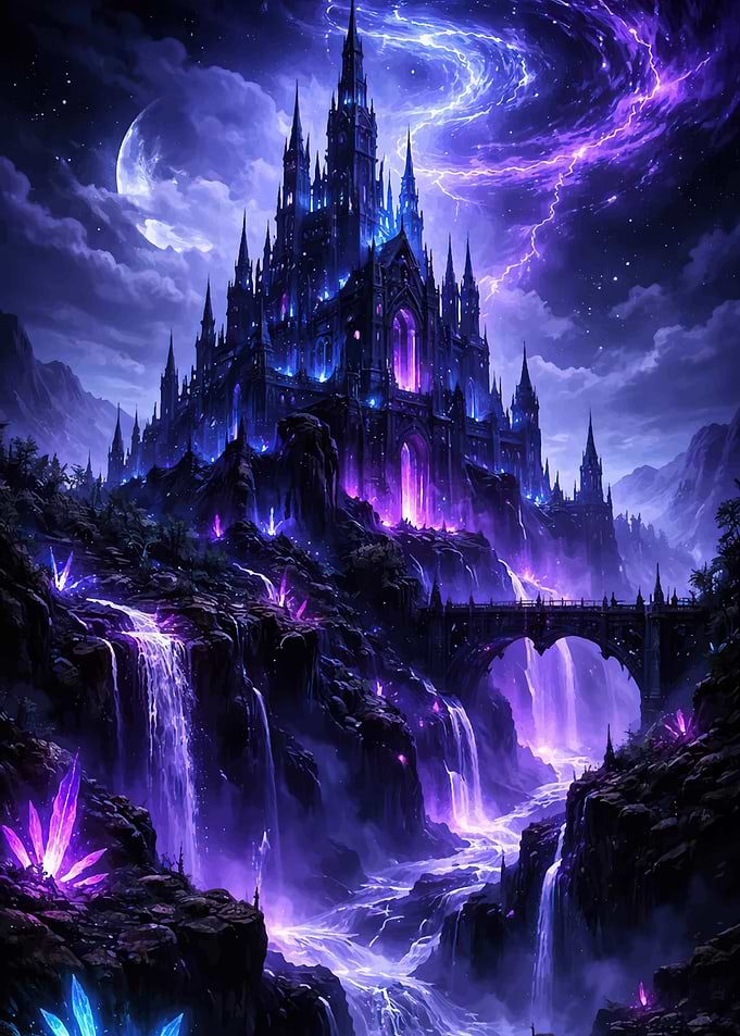 Enchanted Crystal Waterfall Castle