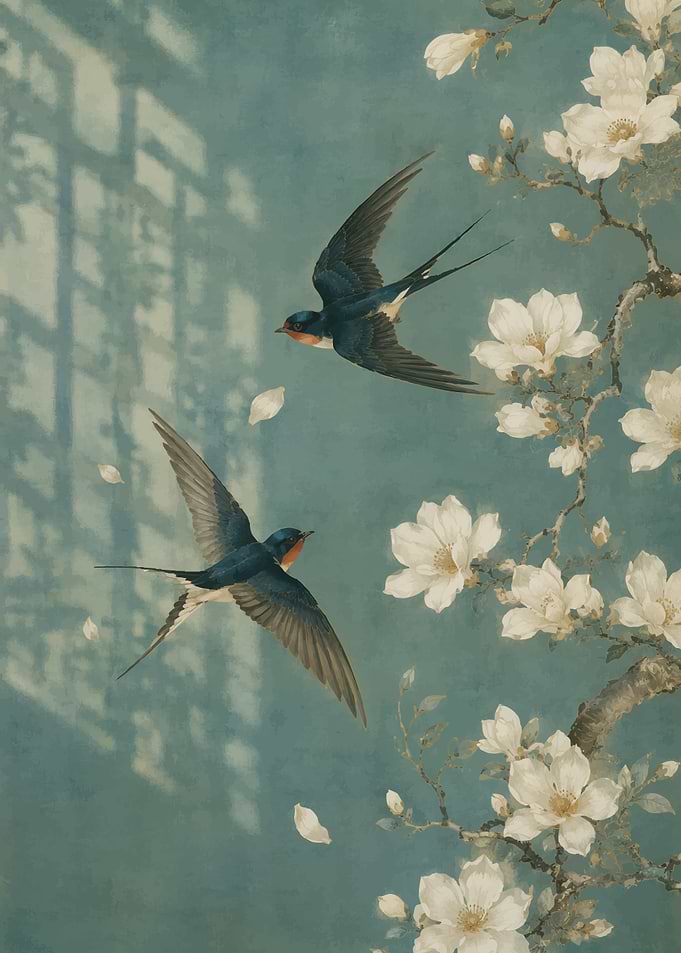 Swallows and Magnolia Blossoms