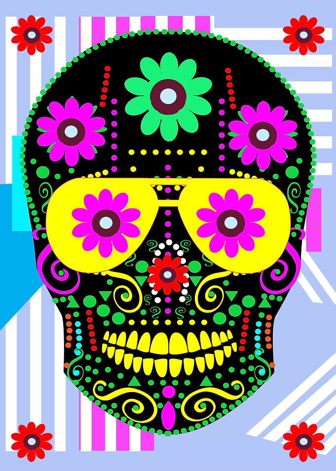 Day of the Dead Skull with Sunglasses