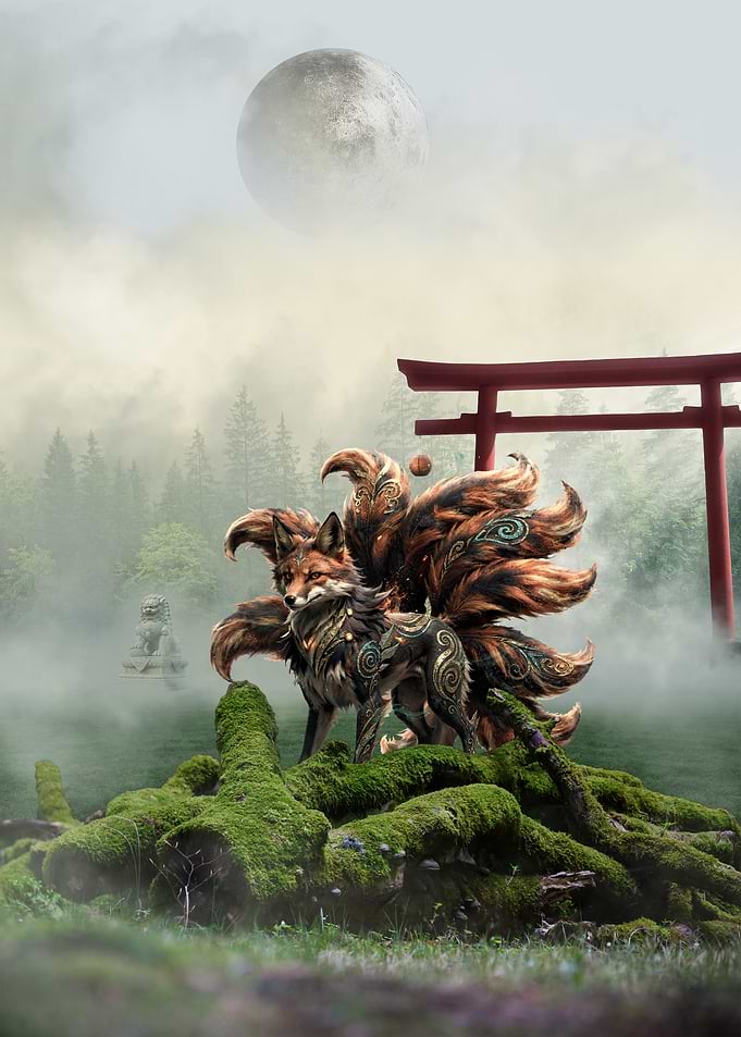 Mythical Fox Spirit Torii Gate Guardian