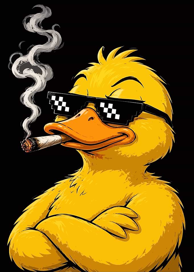 Cool Duck Smoking with Thug Life Glasses