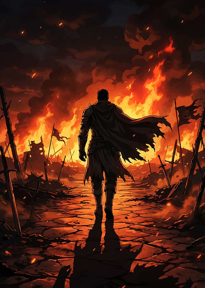 Warrior in a Burning Landscape