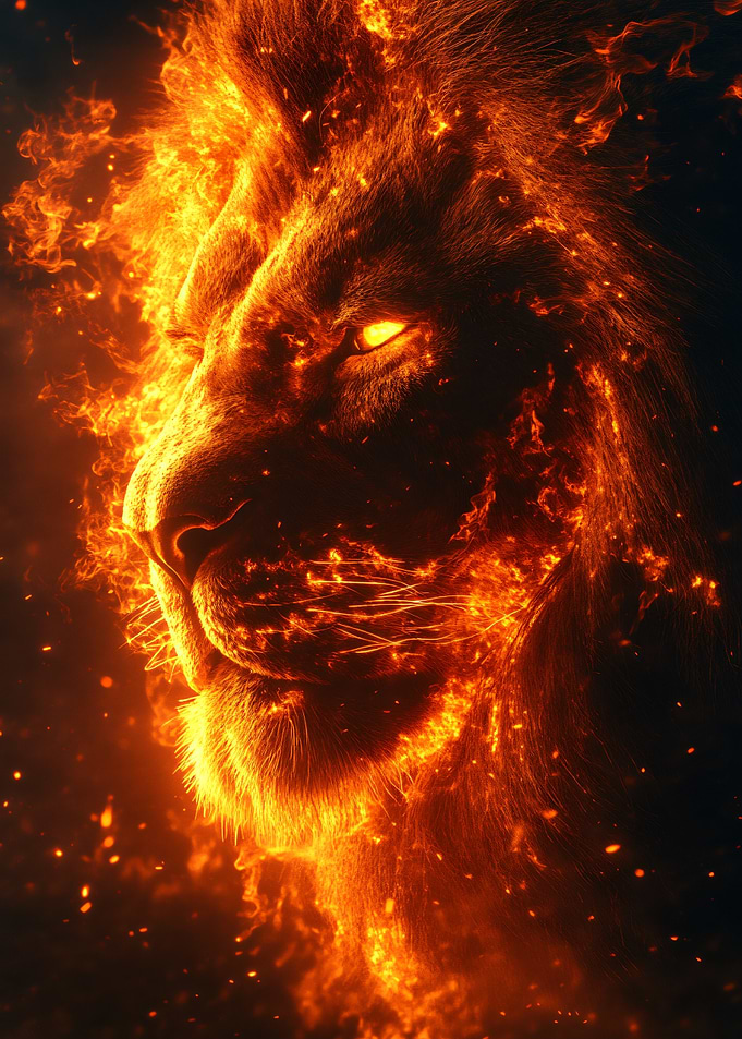 Fiery Lion Portrait
