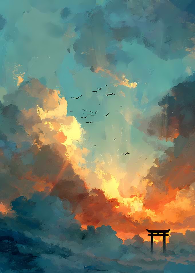 Torii Gate in Dramatic Sky