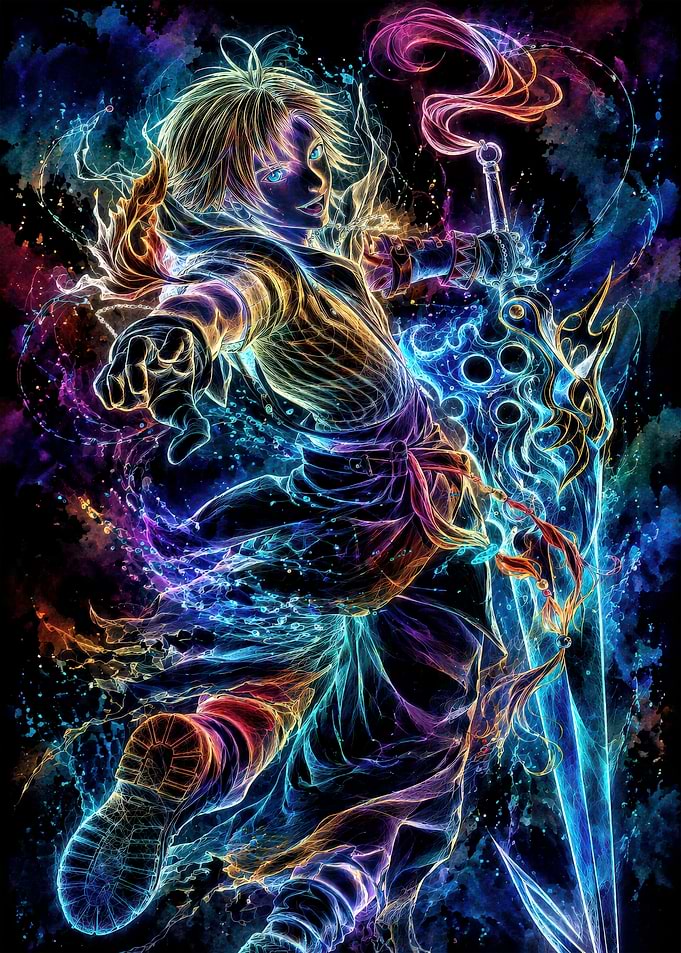 Warrior of Light with Glowing Sword
