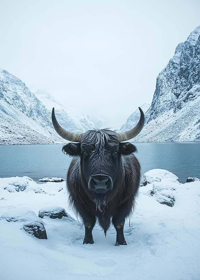Yak in Snowy Mountains