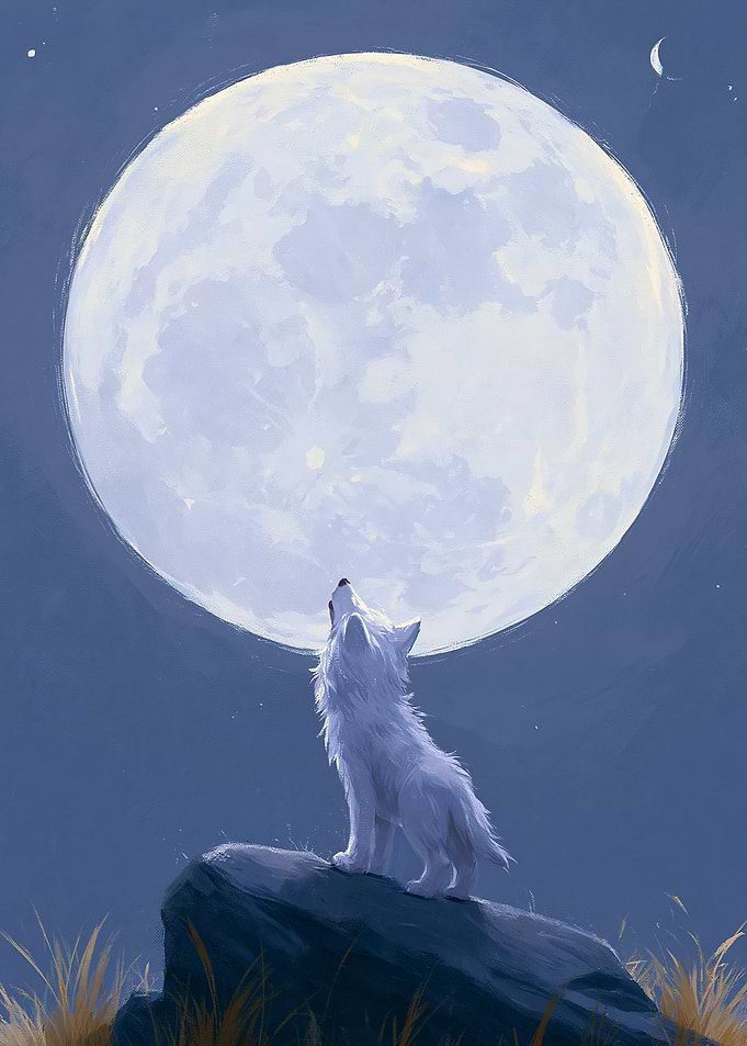 Wolf howling at the moon