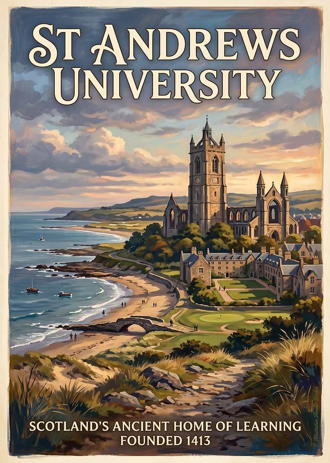 St Andrews University Vintage Poster