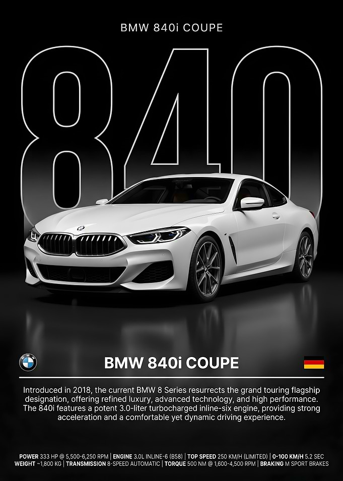 BMW 840i Coupe Advertisement