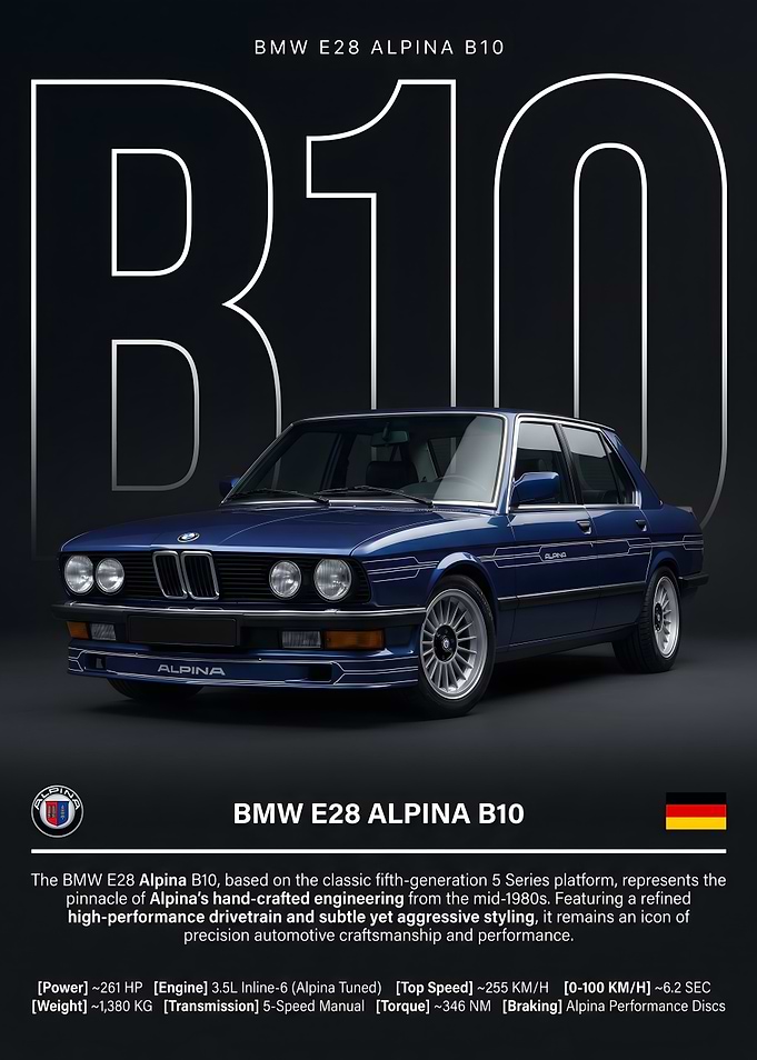 BMW E28 Alpina B10 Poster