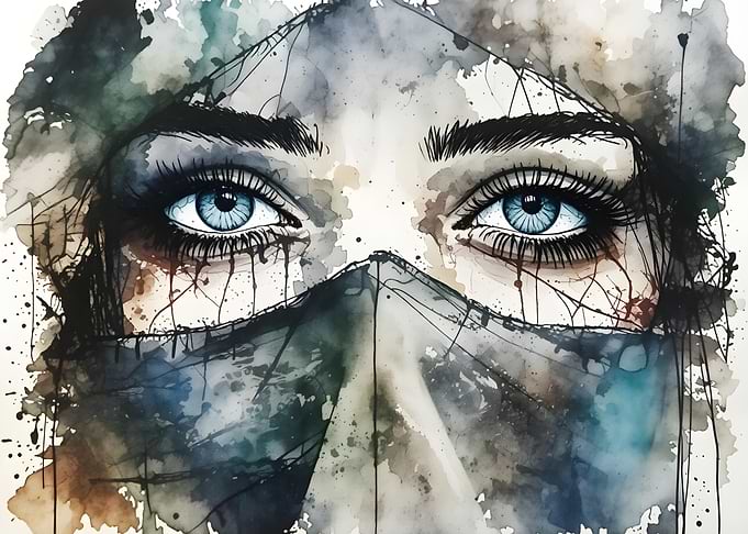 Watercolor Portrait of a Woman's Eyes