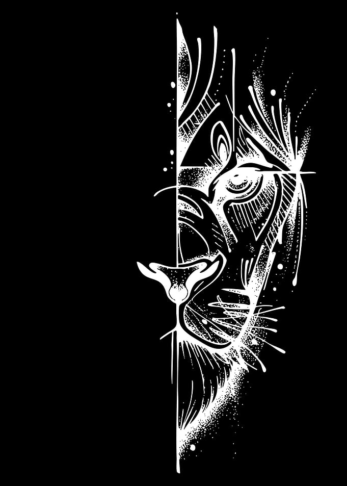 Abstract Lion Face Design