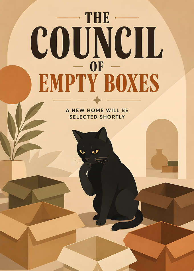 Black Cat and Empty Boxes
