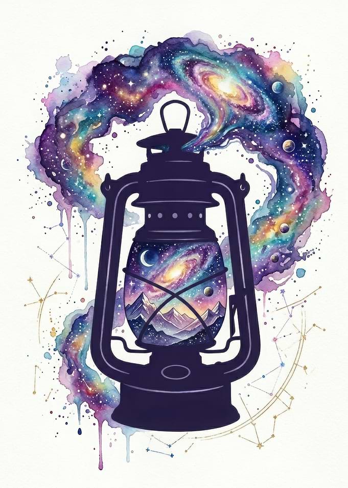 Galaxy Lantern with Cosmic Swirl