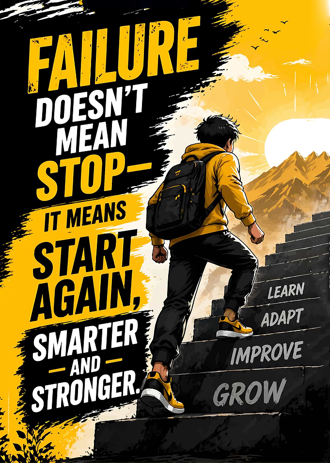 Motivational poster about failure and success
