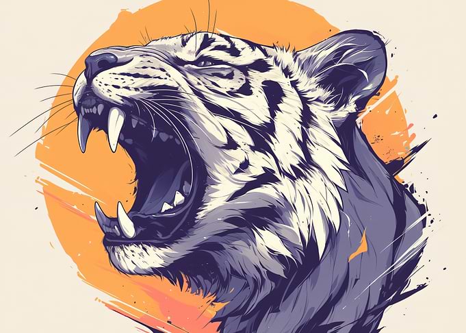 Roaring Tiger Head Illustration