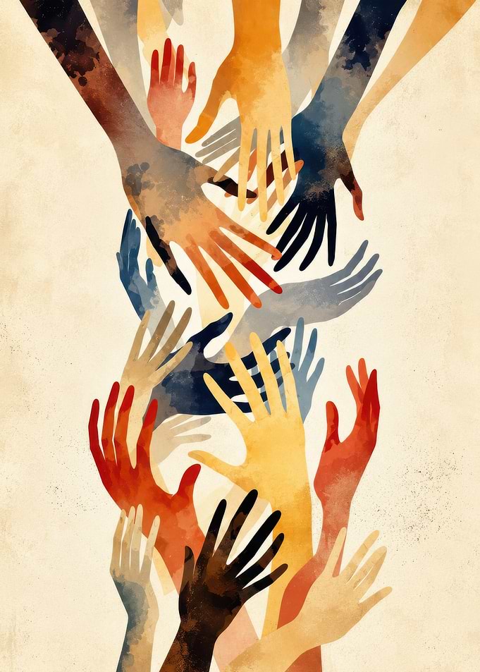Diverse Hands Reaching Upwards