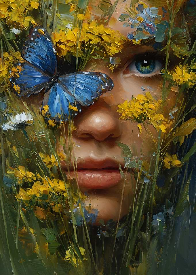 Butterfly on a Woman's Face