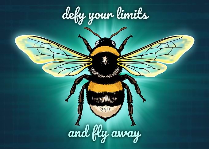 Bumblebee with inspirational text