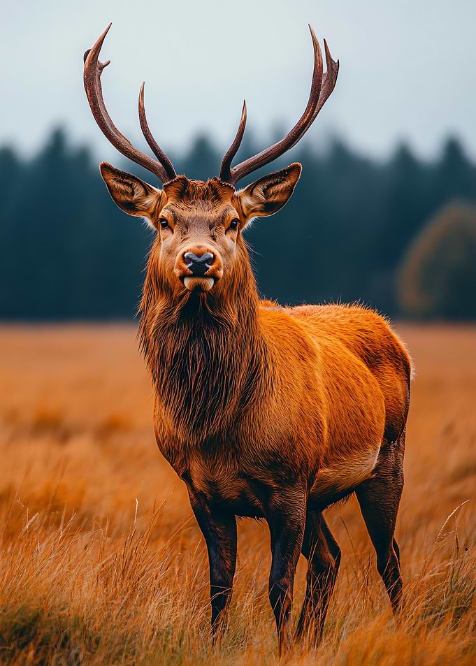 Majestic Stag in Autumn Field