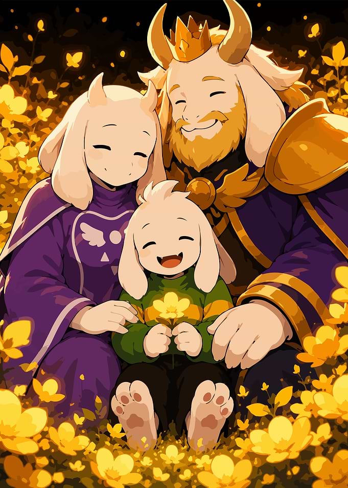 Undertale Family in Golden Flowers