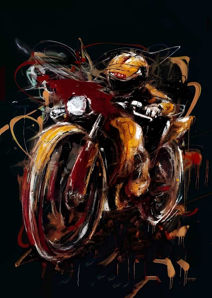 Abstract Motorcycle Rider Painting