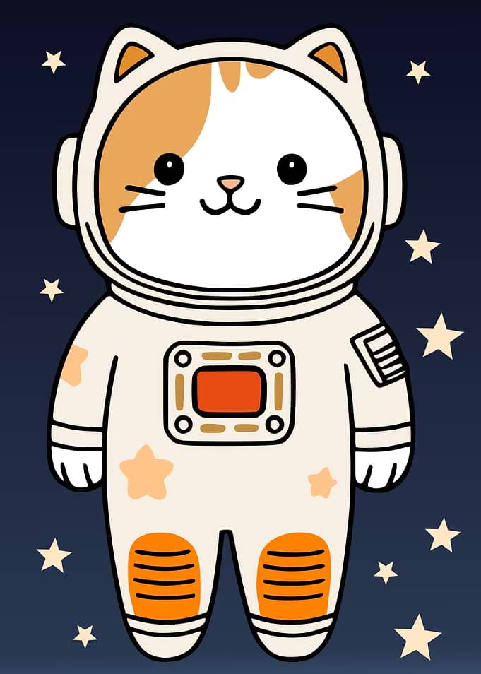 Cute Cat Astronaut in Space