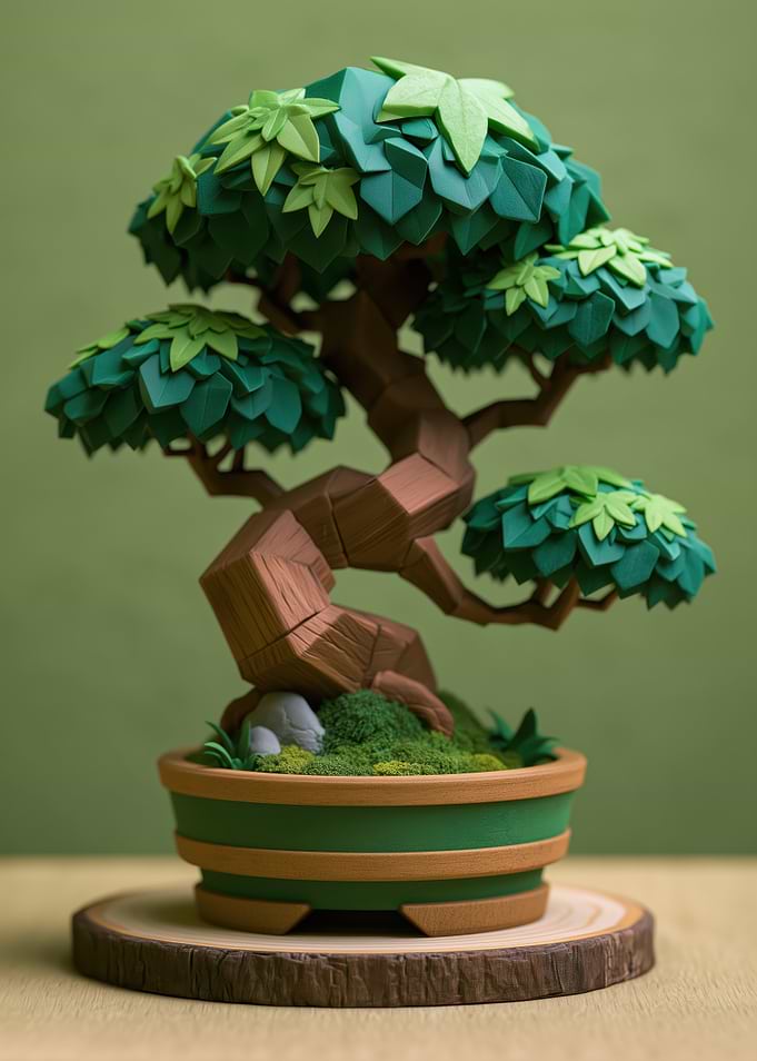 Stylized Geometric Bonsai Tree