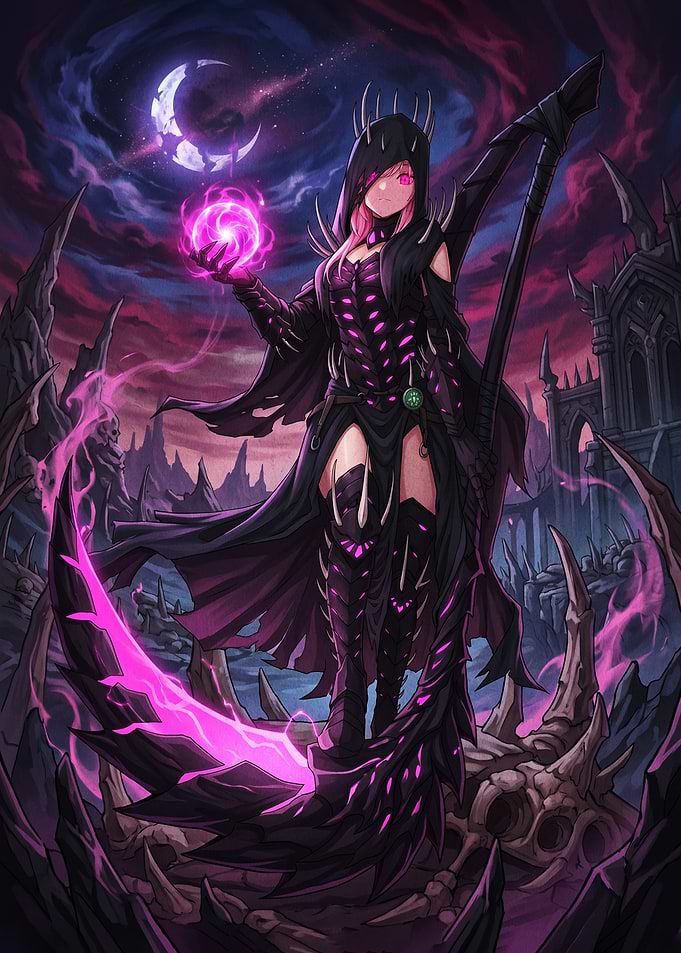 Dark Sorceress with Scythe and Orb