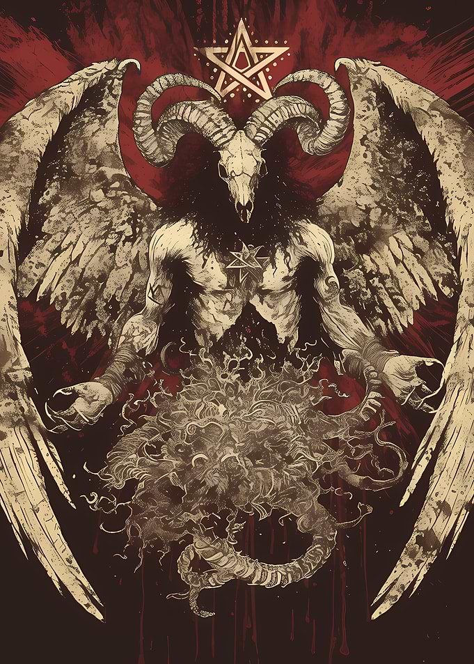 Demonic Goat Skull with Wings