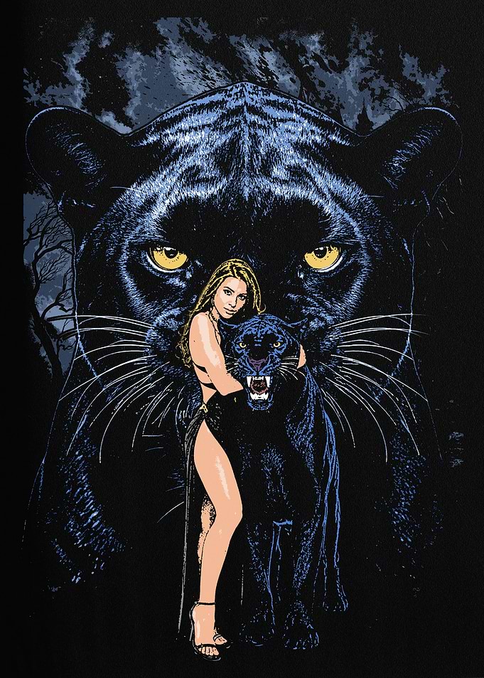 Woman Hugging a Black Panther