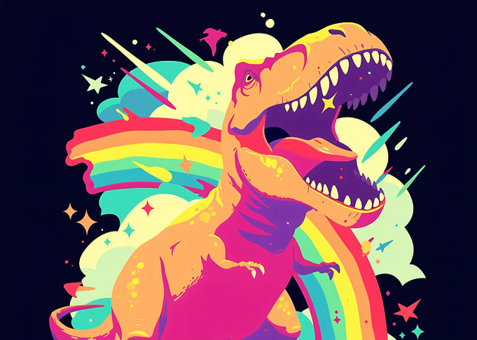 Rainbow T-Rex Roaring