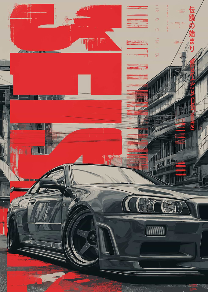 Nissan Skyline GT-R R34 Poster