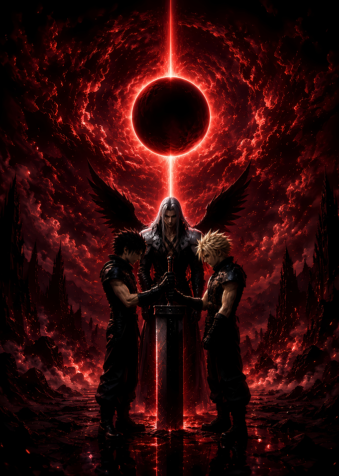 Final Fantasy Characters with Sword and Eclipse