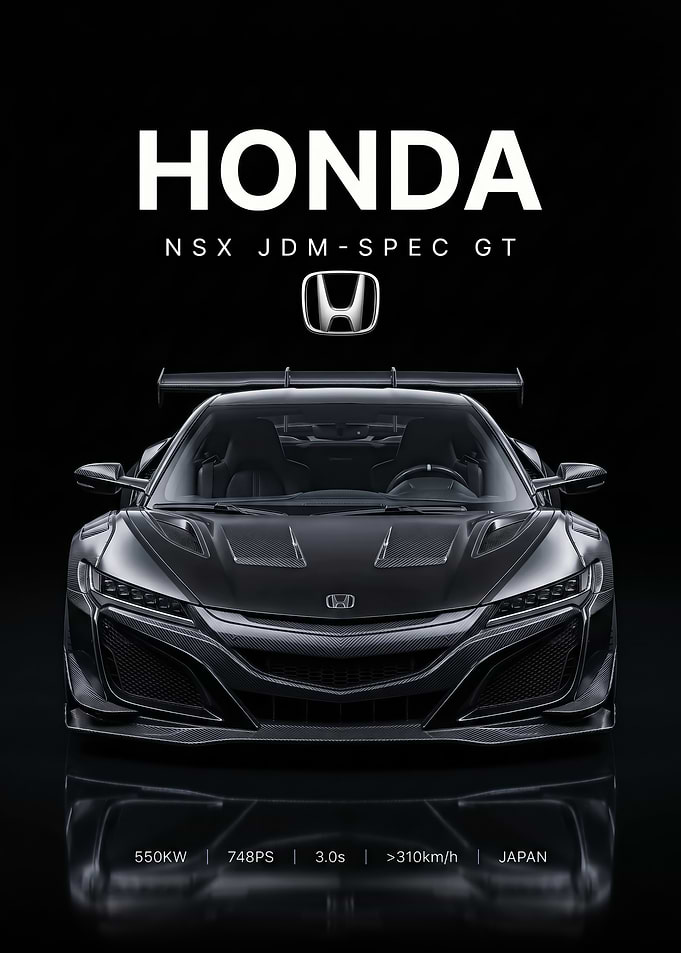 sleek Honda NSX JDM-SPEC GT black car poster