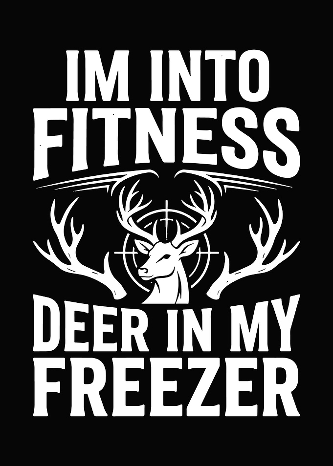 Deer hunting decor - Funny 'I'm Into Fitness Fitness Deer In My Freezer' man cave hunting wall art