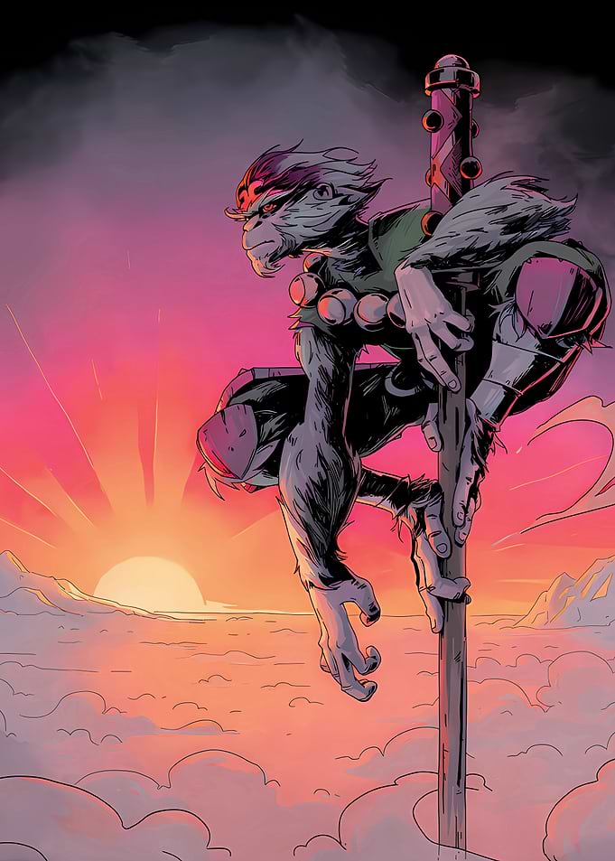 Monkey King in the Clouds at Sunset