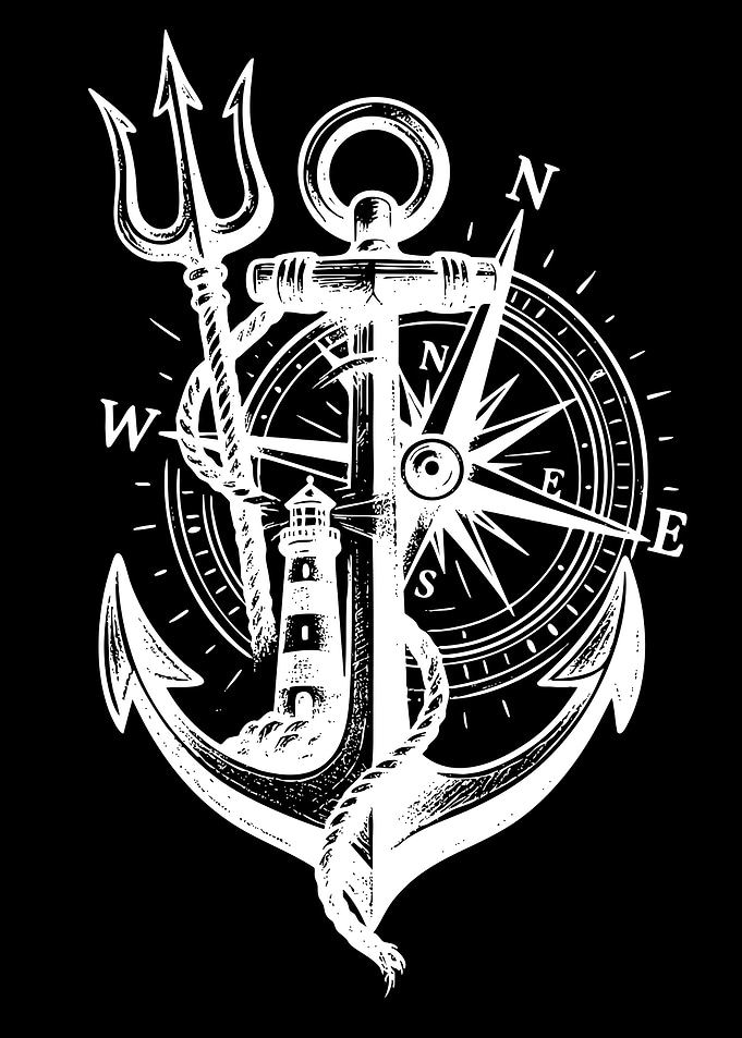 Nautical Anchor Compass Trident Lighthouse