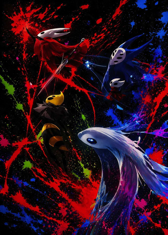 Hollow Knight Characters with Splatter Art