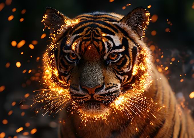 Tiger with Fiery Aura