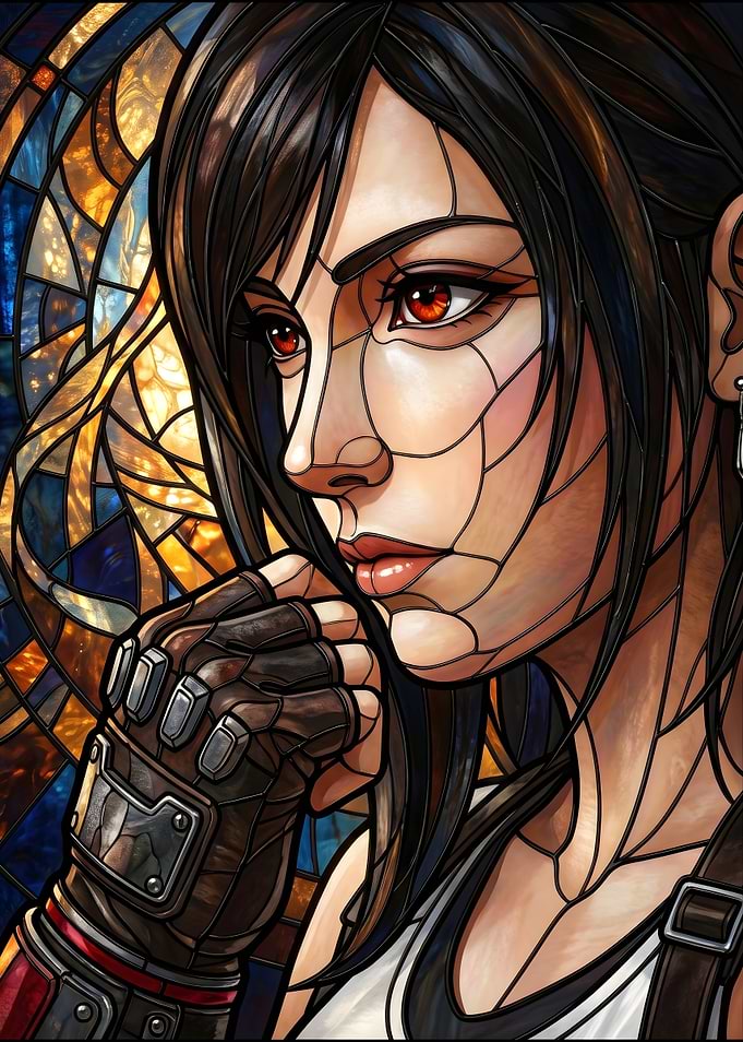 Final Fantasy VII Tifa Lockhart Stained Glass Art