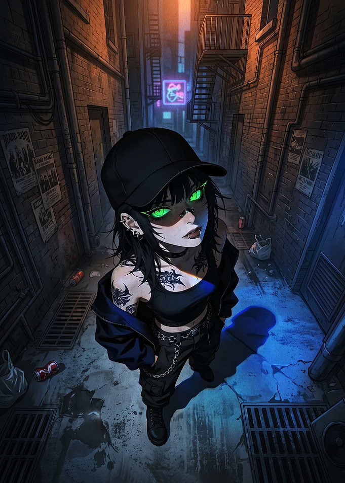 Goth Girl in Alleyway