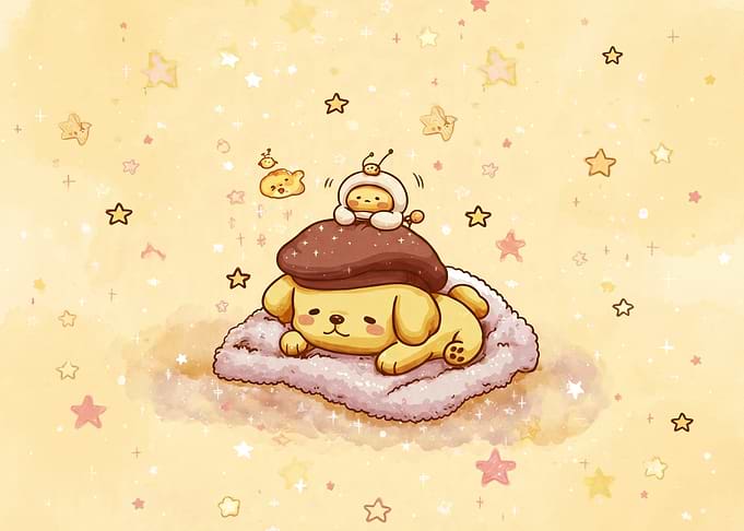 Cute Dog and Bee Characters with Stars